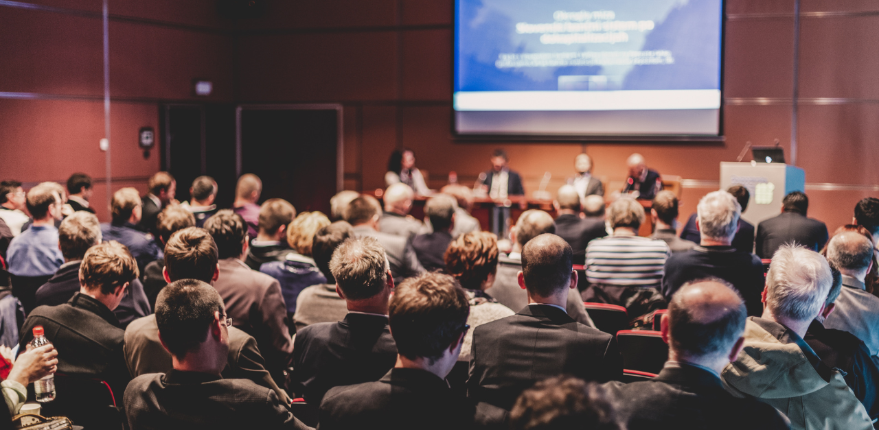 people listening to a fireside chat