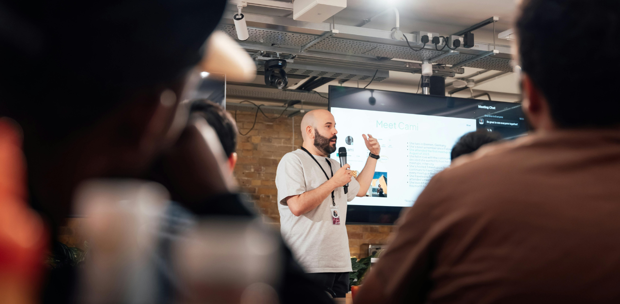 a person making presentation