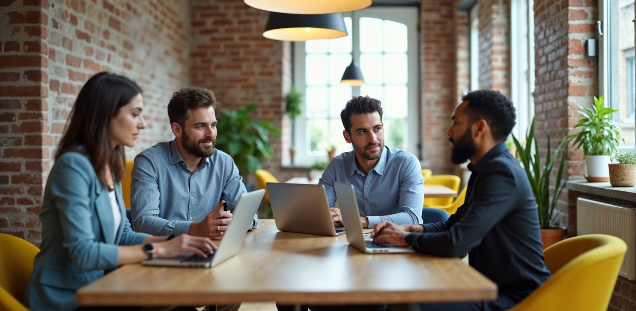 teammates discussing on an idea