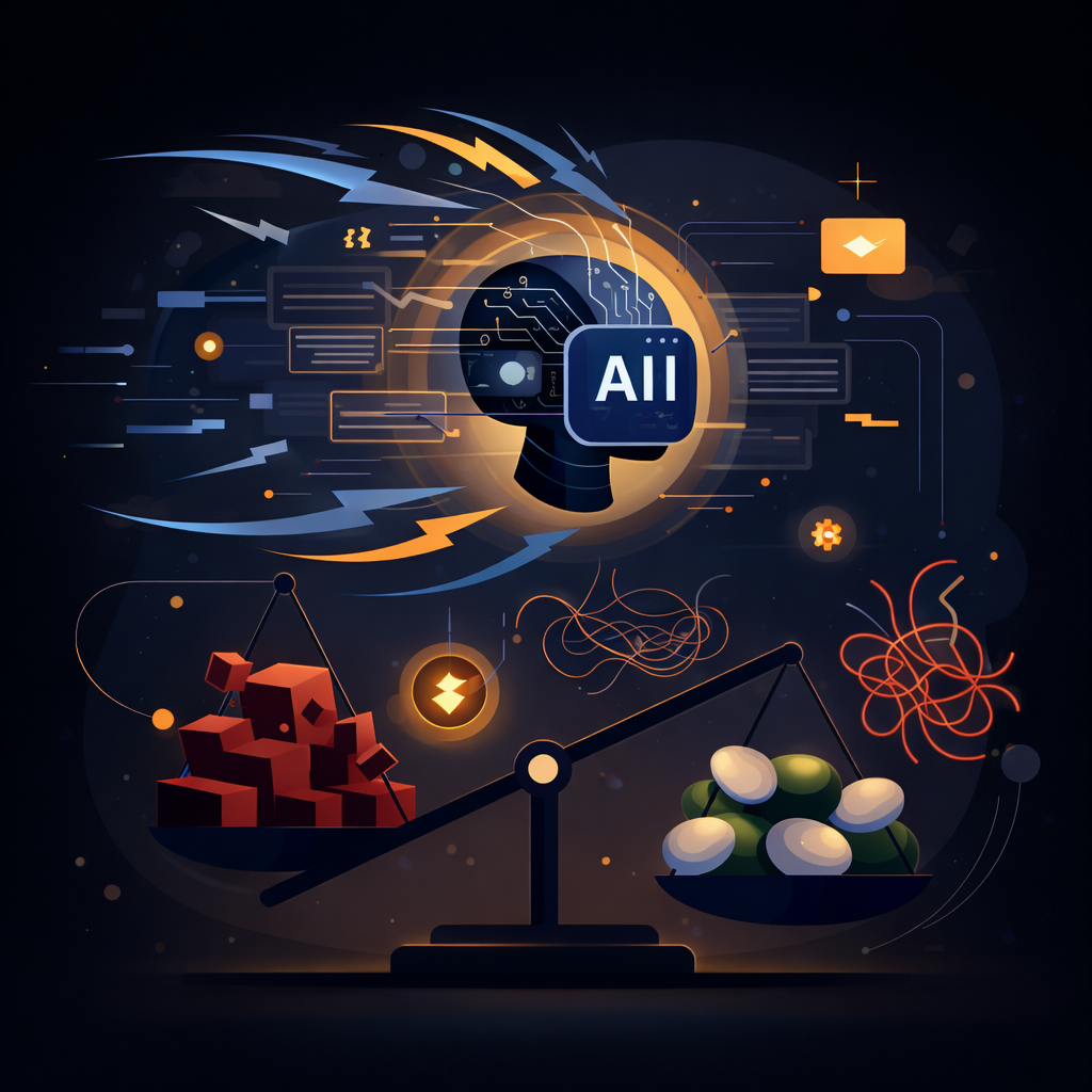 Abstract digital platform with Databricks logo at center connecting blocks labeled BI, Streaming, and AI.