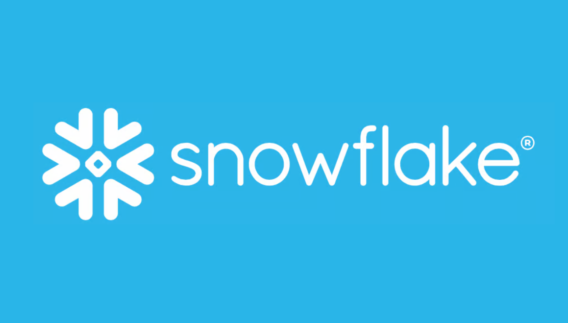Snowflake company logo with a stylized snowflake icon on blue background.