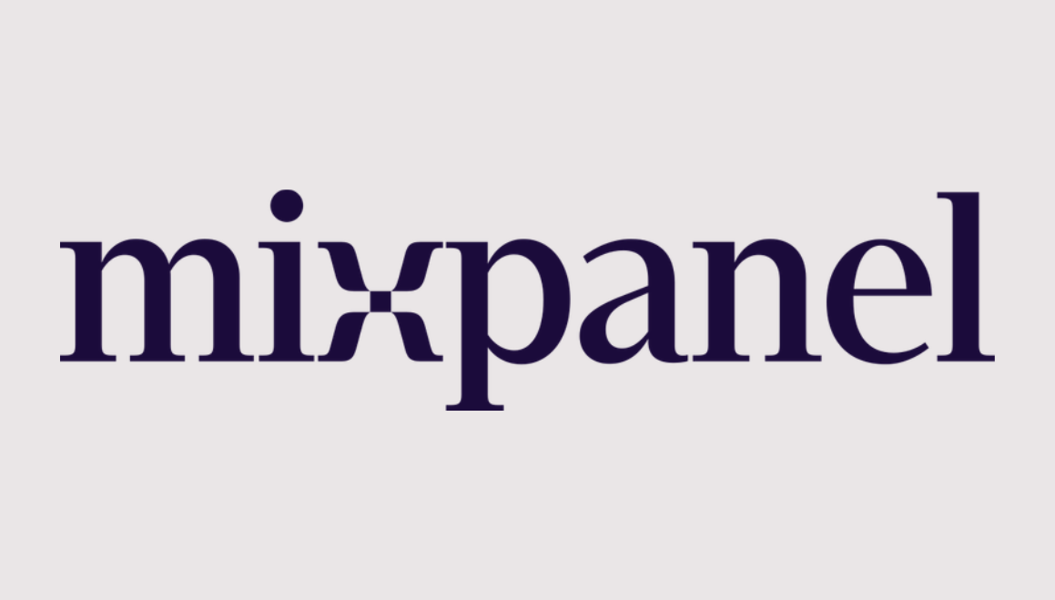 Mixpanel logo with stylized X in dark purple on light background.