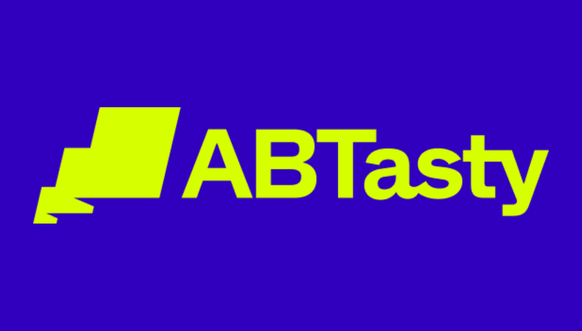 AB Tasty logo with stylized yellow shapes on a blue background.