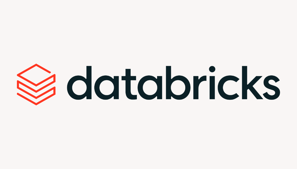 Databricks logo with red stacked cube icon and black lowercase text.