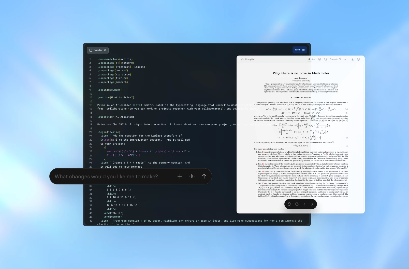 OpenAI's Prism for scientific reasons and advanced editing skills