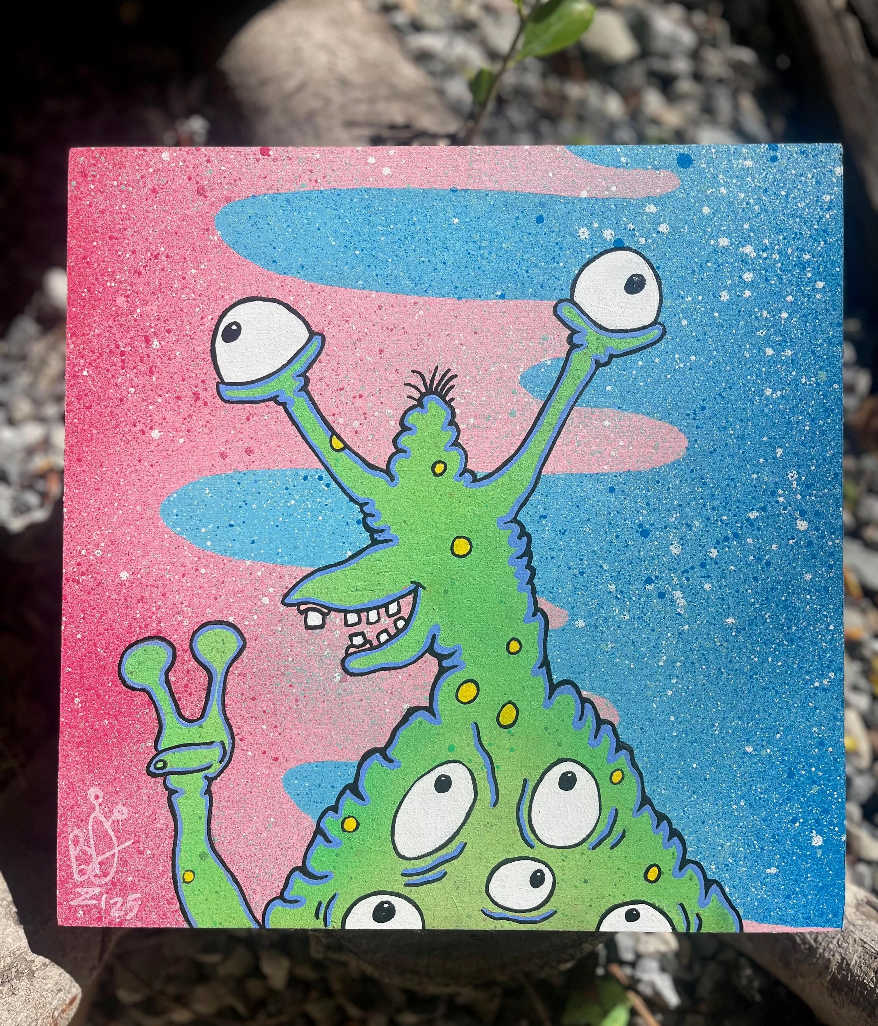 Peaceful Alien (on wood canvas)