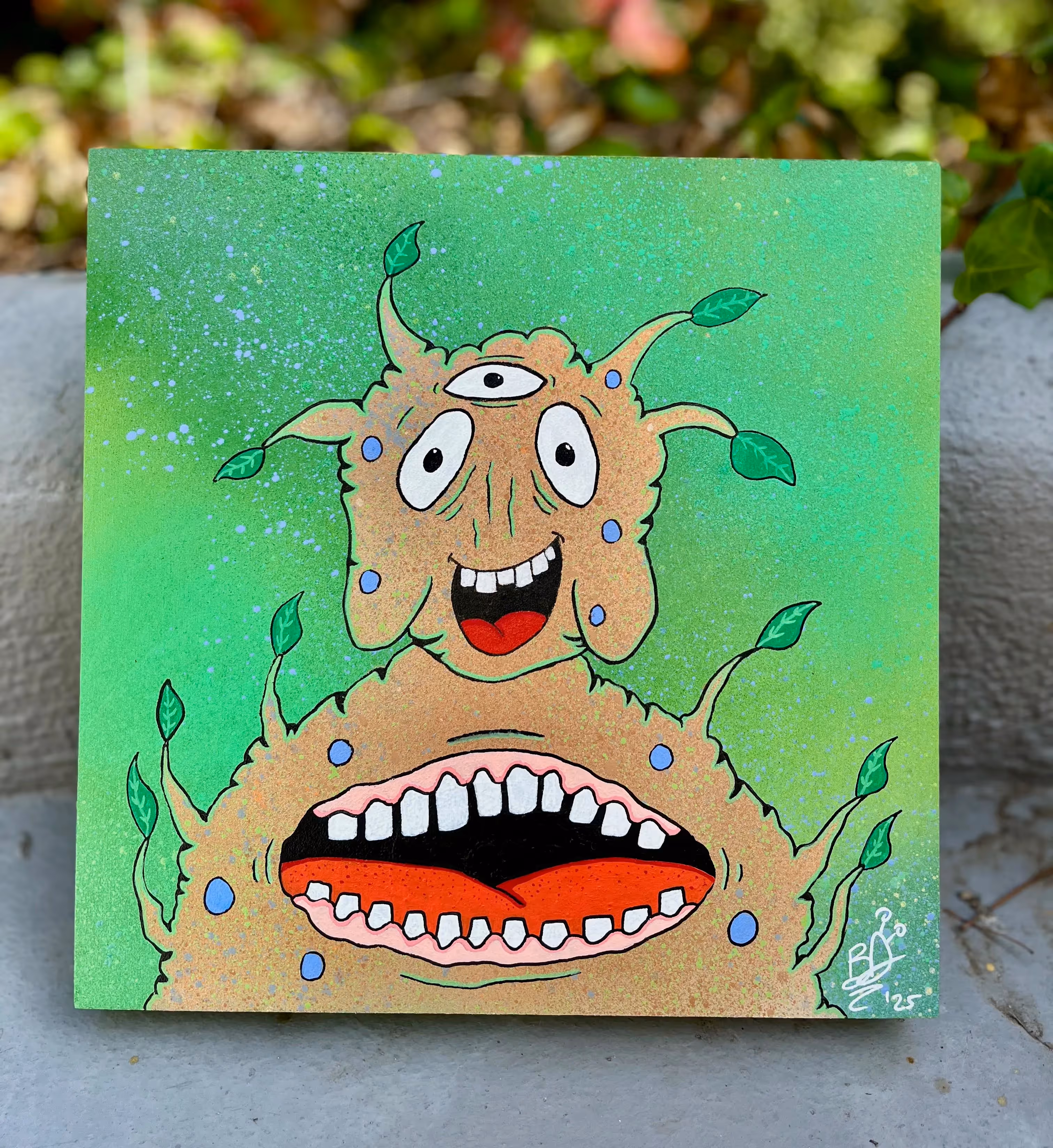 "Dhamma" on wood canvas