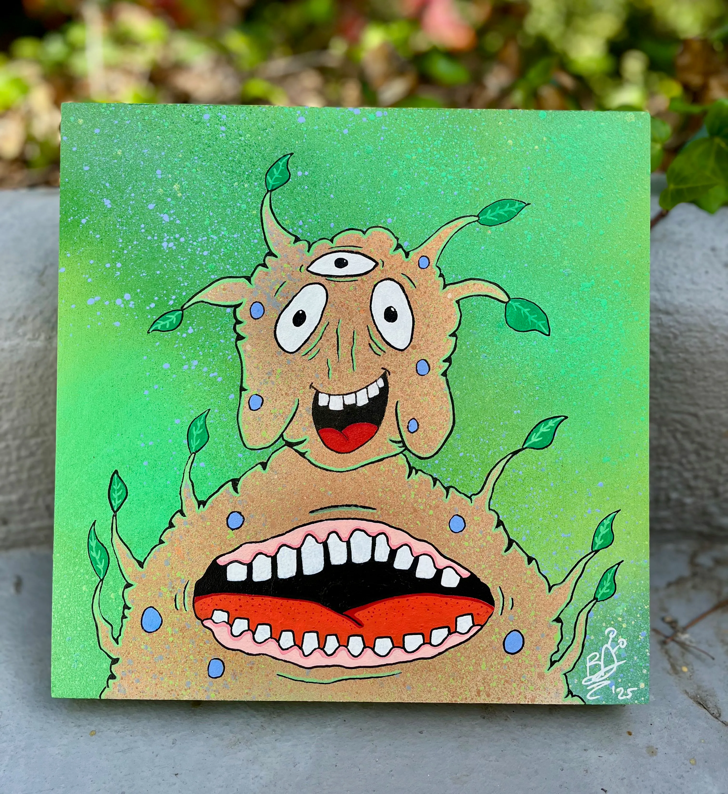 "Dhamma" on wood canvas