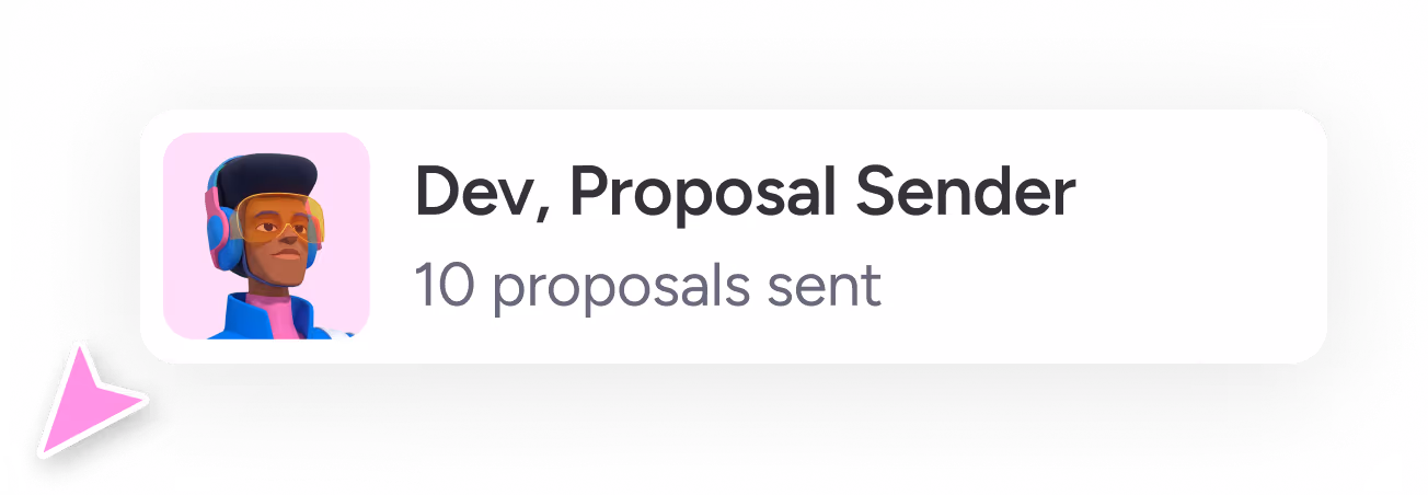Stylized avatar of a Agent Dev, Proposal Sender, 10 proposals sent.