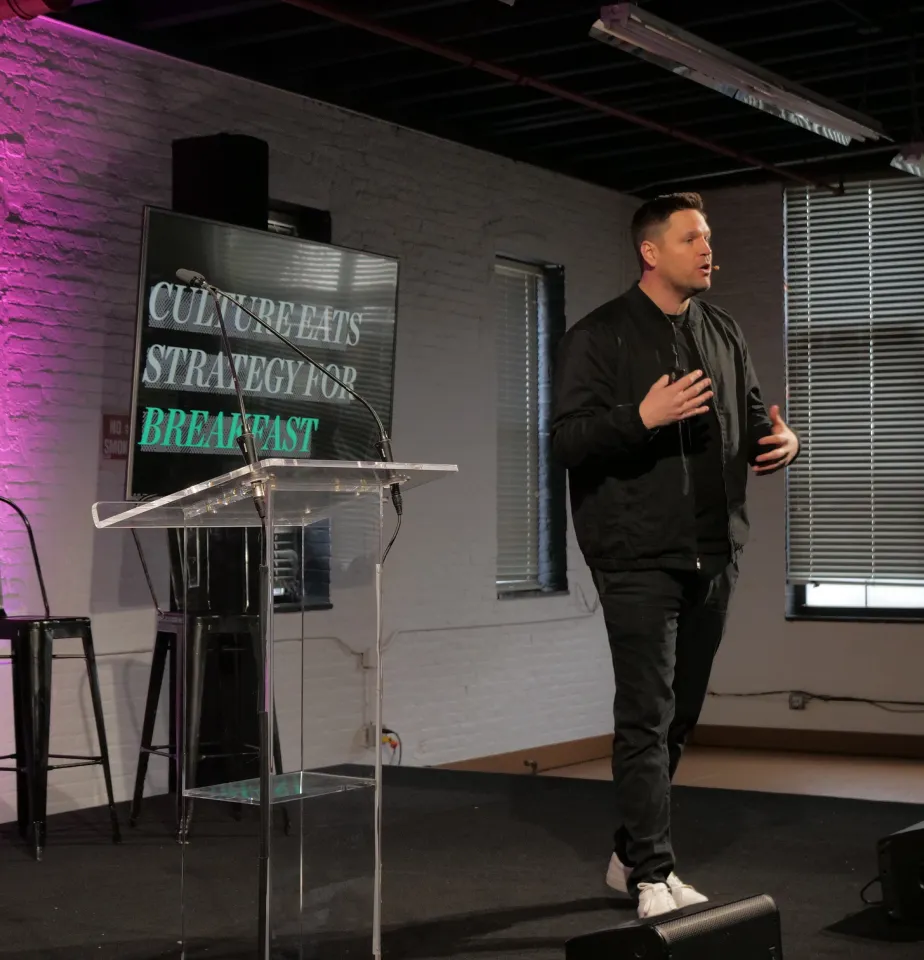 A previous speaker during their talk about company culture