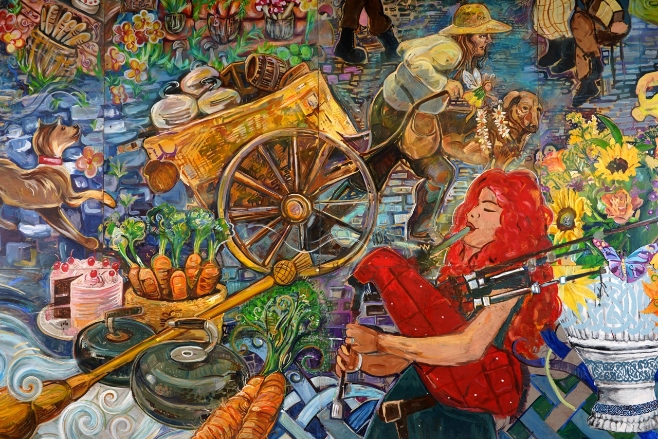 A painted section of the Alloway Tunnel Mural.