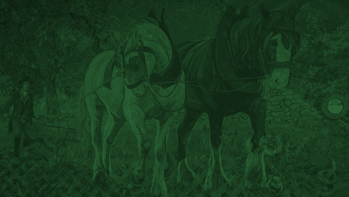 dark green mural background