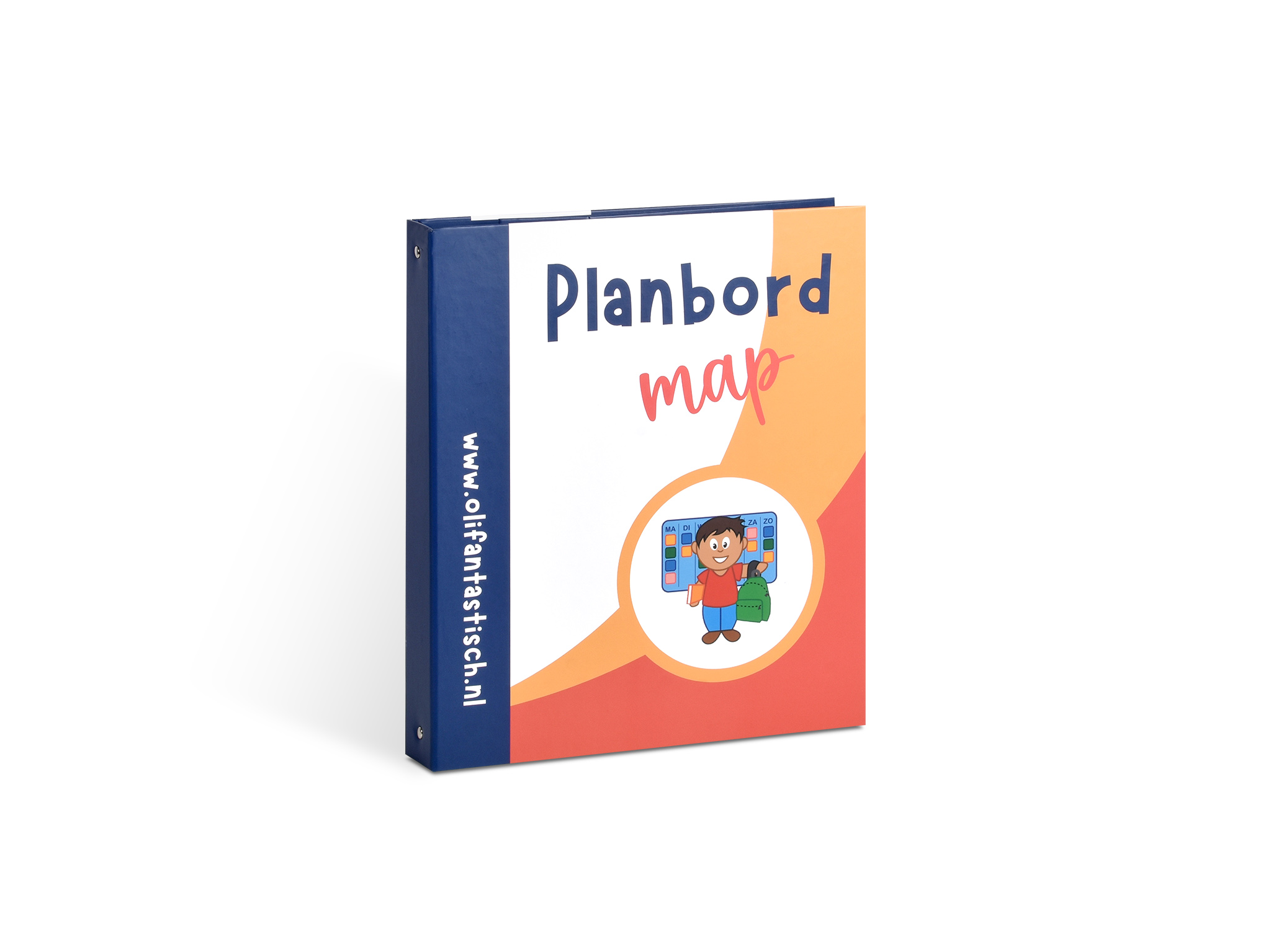 Gesloten A4-flipovermap met full colour bedrukking voor een planbord
