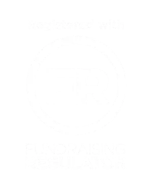 Registered with the Fundraising Regulator logo with FR initials inside a circle.