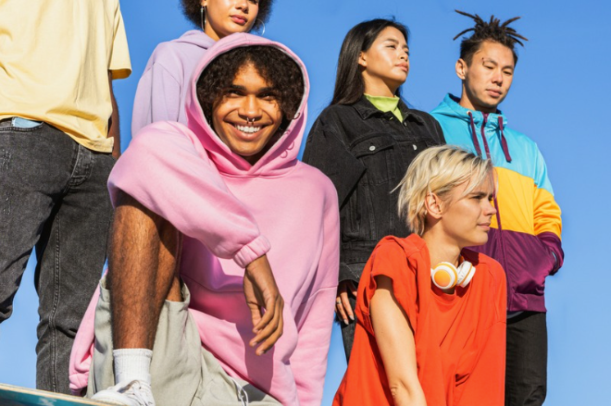 A diverse group of young people enjoying each other's company.
