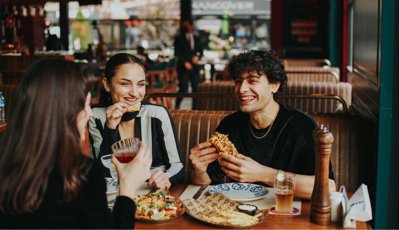 young people at fast food chain