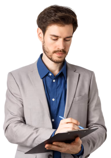 Professional taking notes on a spreadsheet
