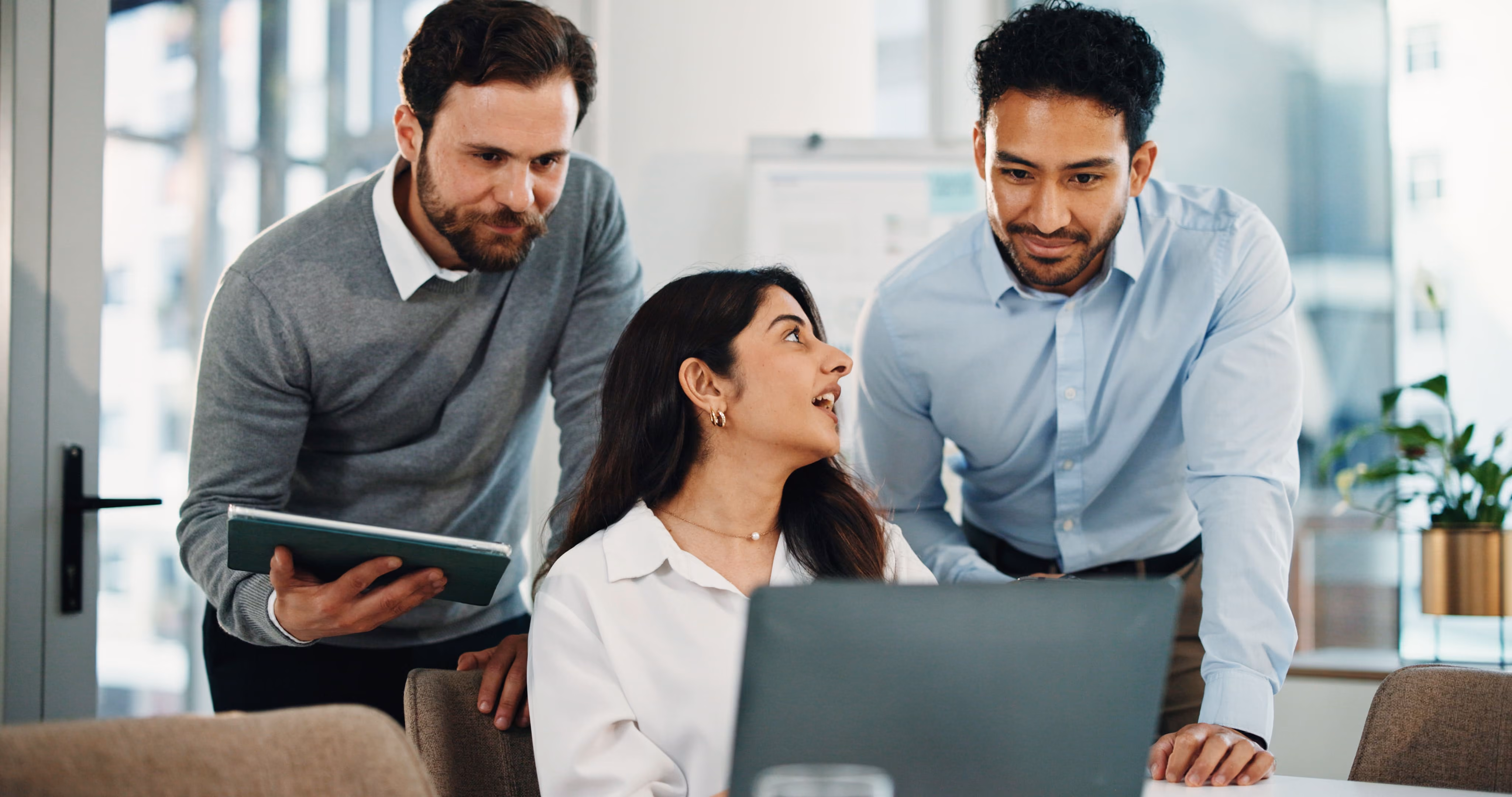 Team talking in the office