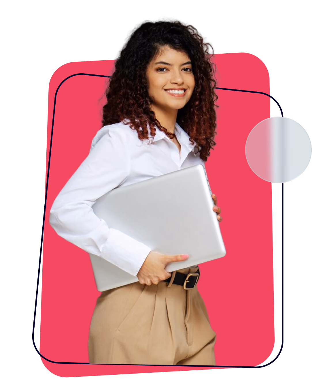 Smiling professional holding a laptop