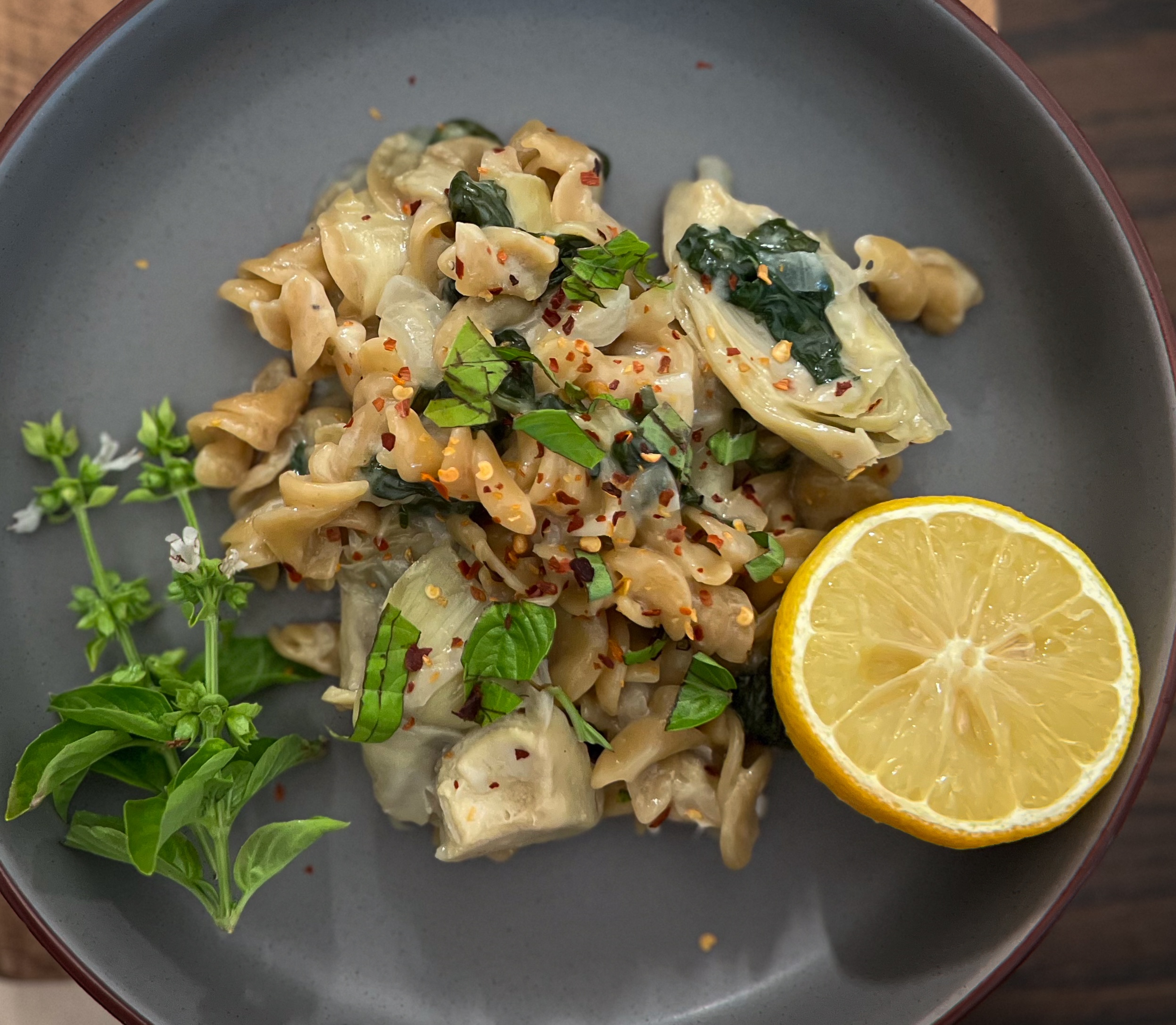 Spinach Artichoke Lentil Pasta