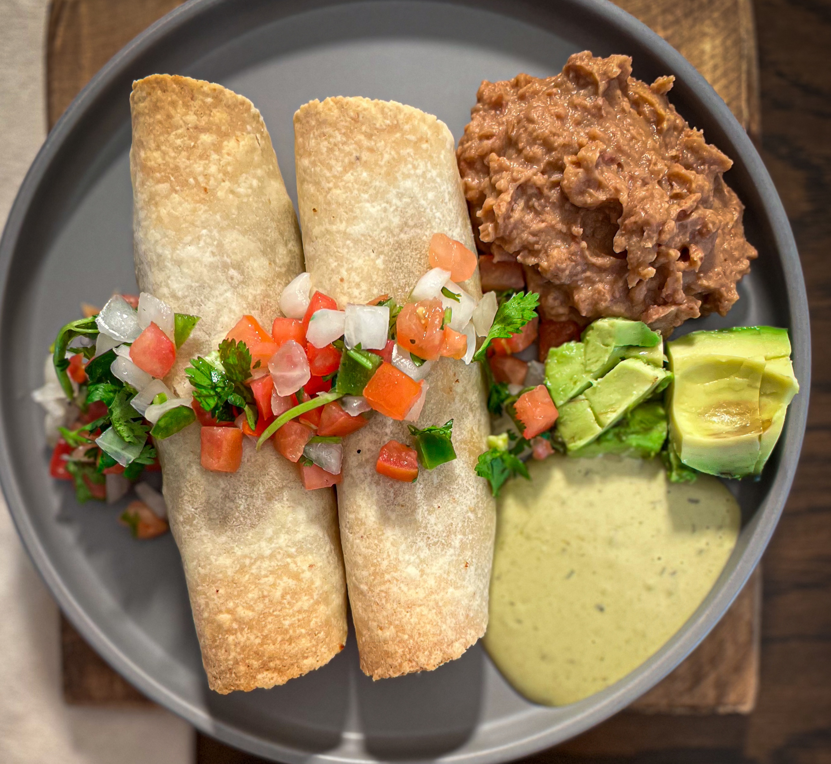 Chicken Taquitos with Pinto Beans