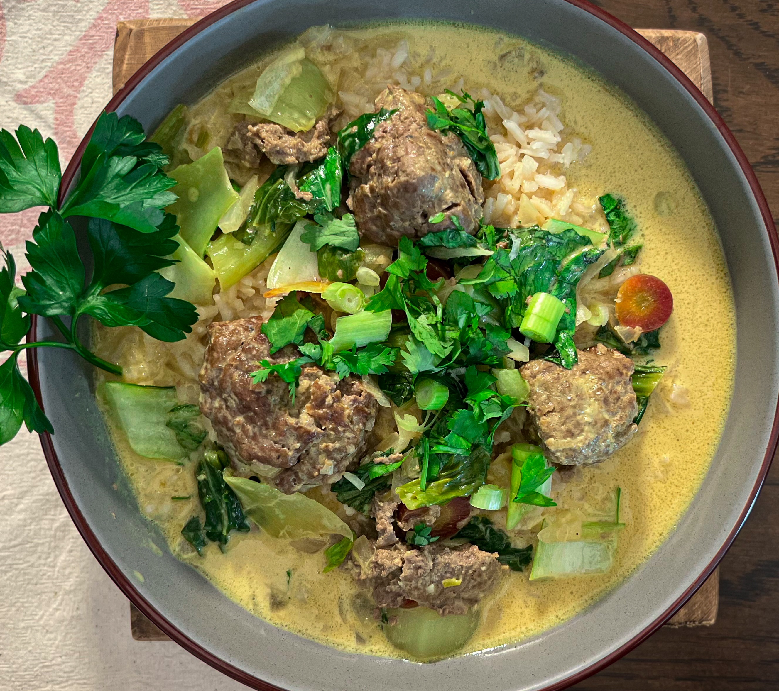Ginger Meatballs in Coconut Broth
