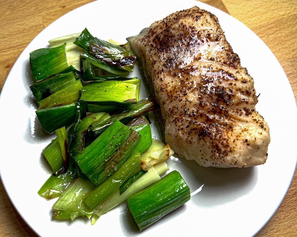 Halibut With Charred Leeks