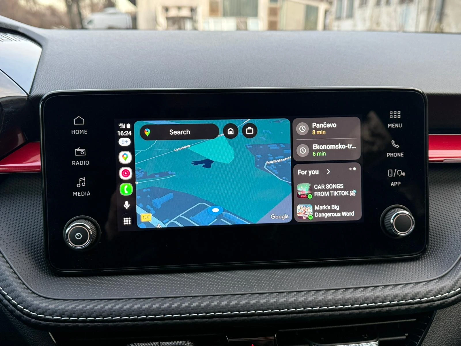 Skoda Fabia touchscreen infotainment system with navigation