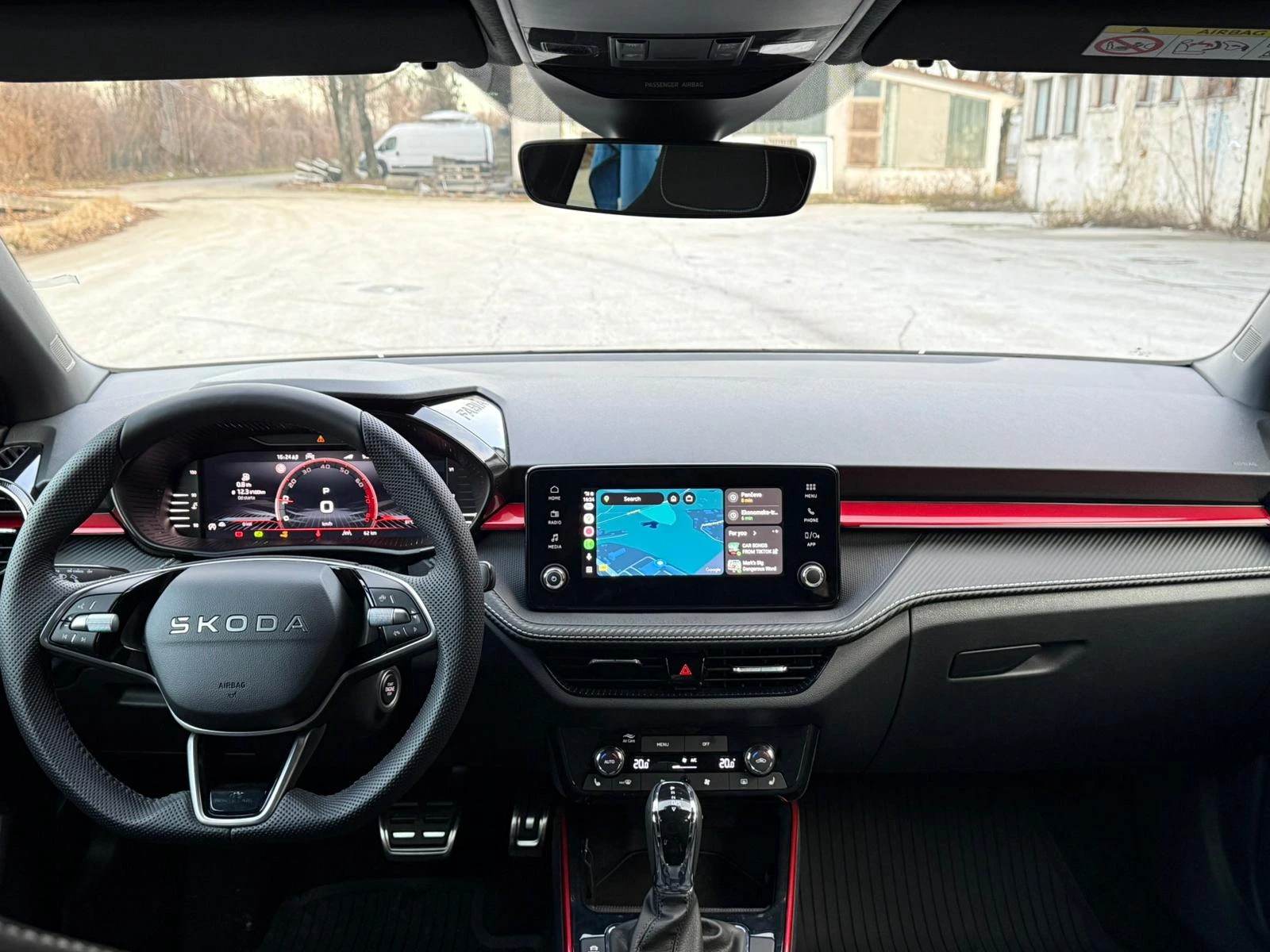 Interior of the Skoda Fabia showing the modern dashboard and steering wheel