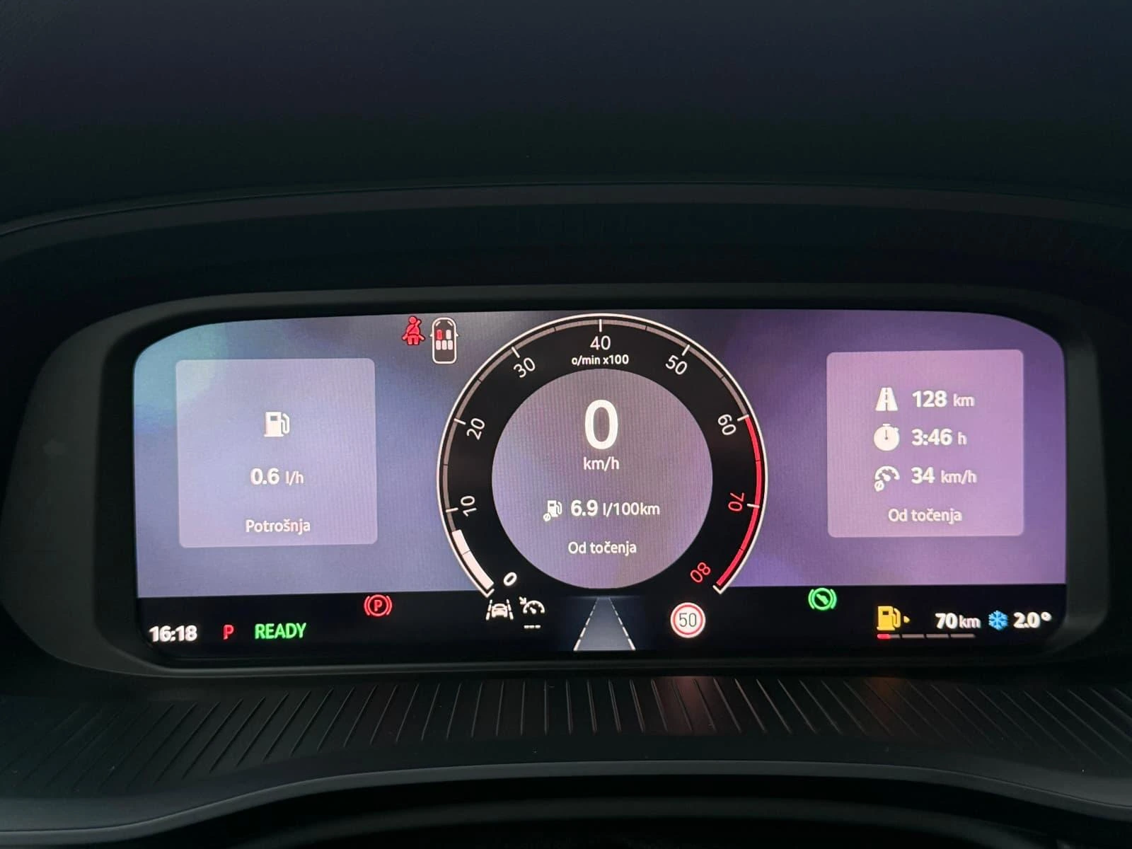 Dashboard of the skoda octavia