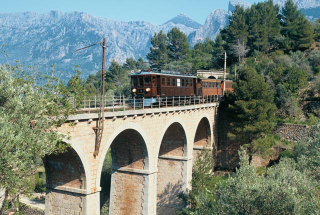 Interior view of the vintage Sóller train