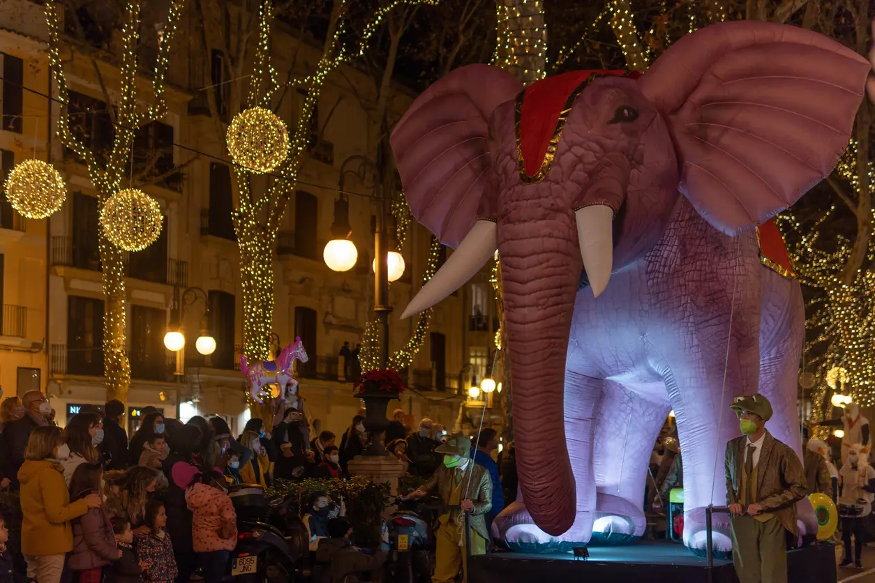 The Three Kings Parade in Palma to celebrate Los Reyes in early January.