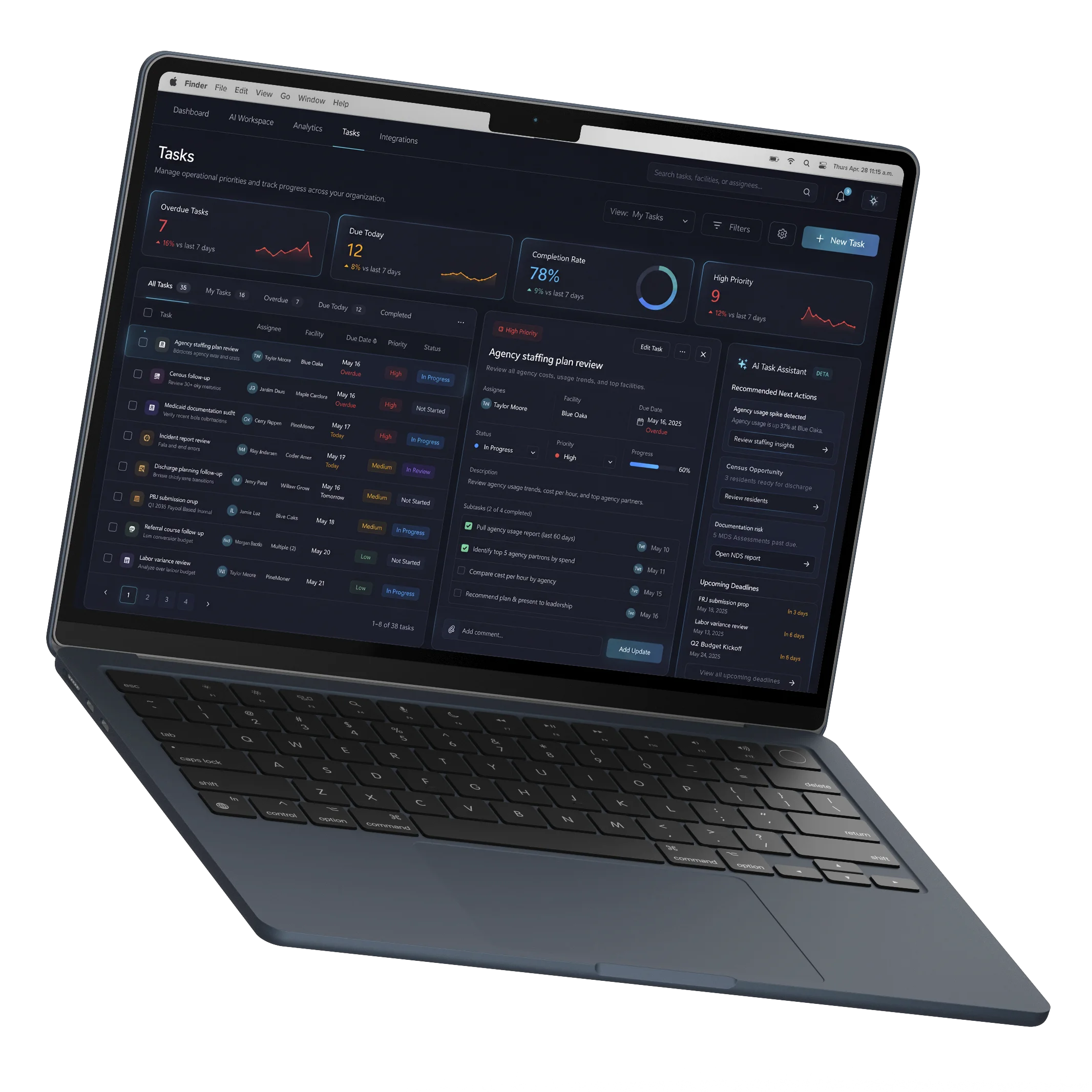 AI Task Management Laptop Mockup