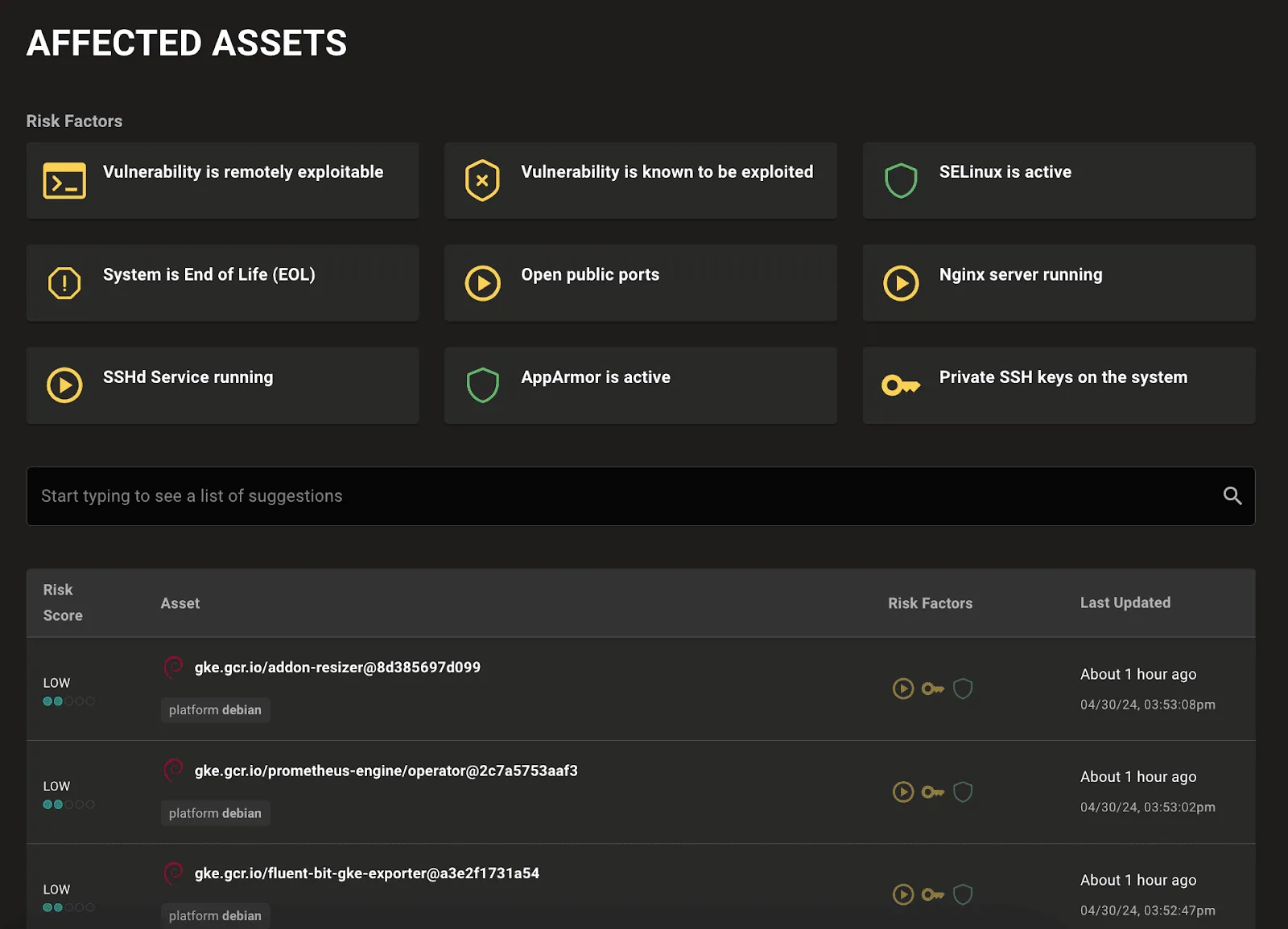 Vulnerabilities Affected Assets page