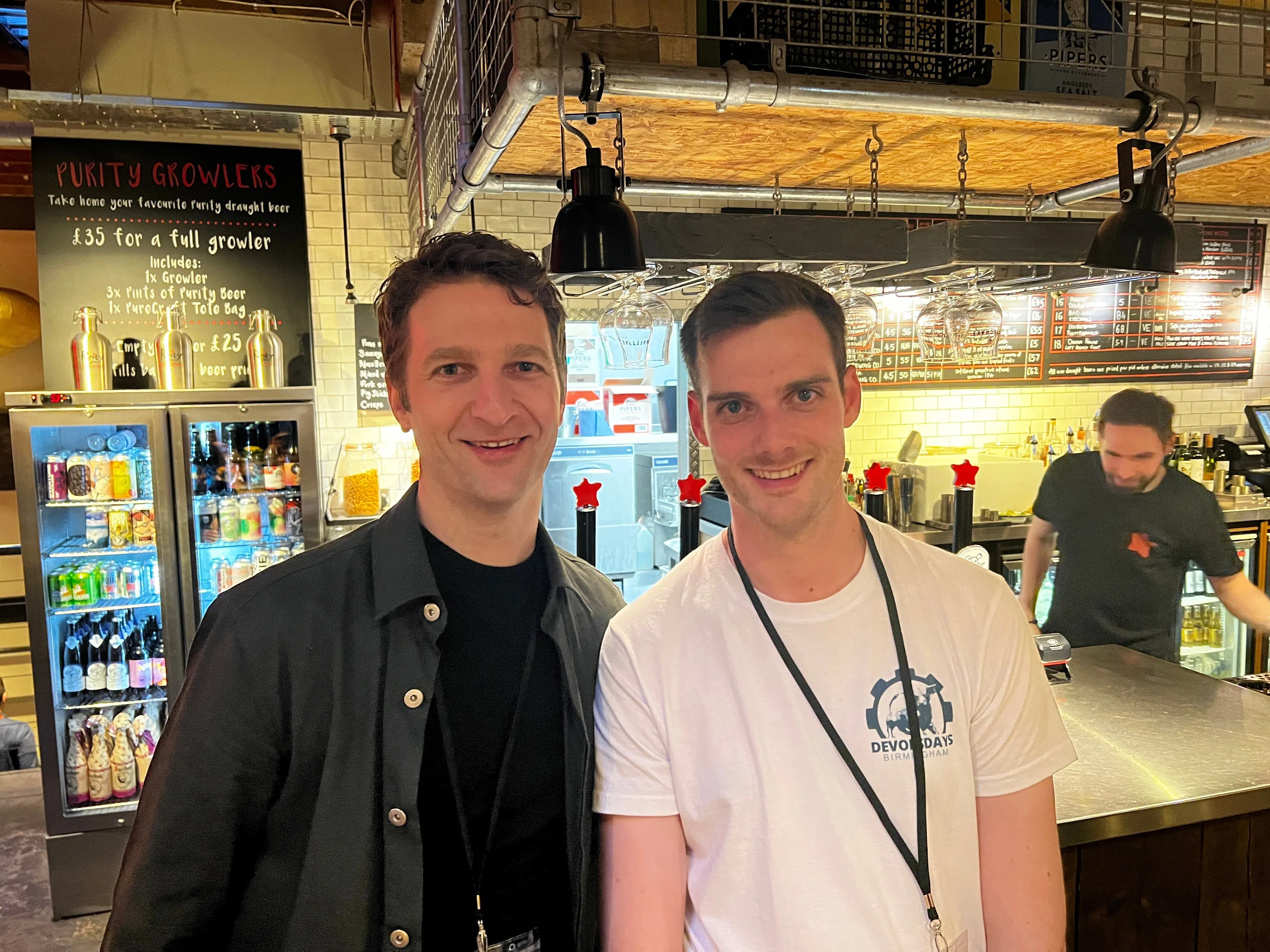 Chris Hartmann with DevOpsDays organizer Alistair Hey