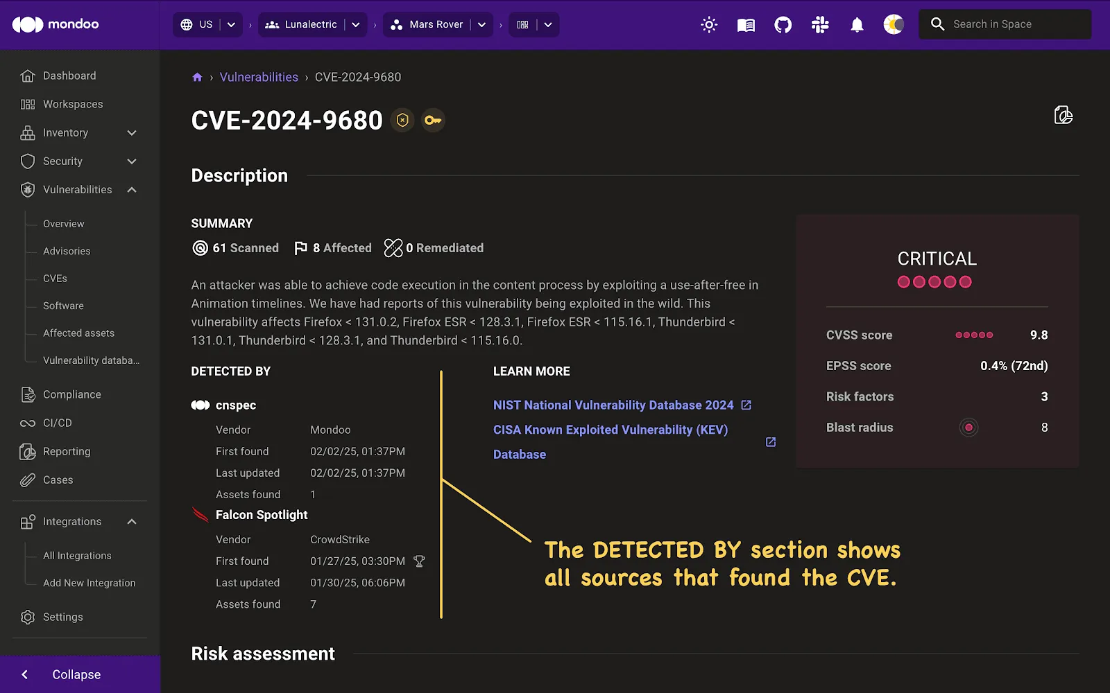 Third-party data on an asset