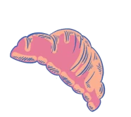 Illustration of a pink croissant with shading details.