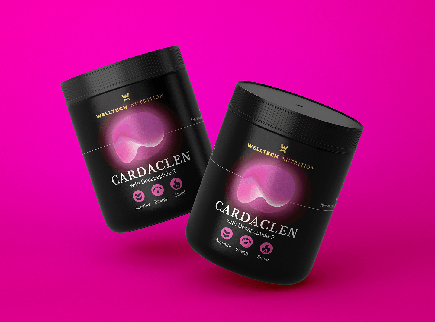 Two dietary supplement bottles from The Collective Supplement Co., one labeled Restore Renew with GHK + PEA and the other Repair Support with BPC-157 + Lactoferrin.