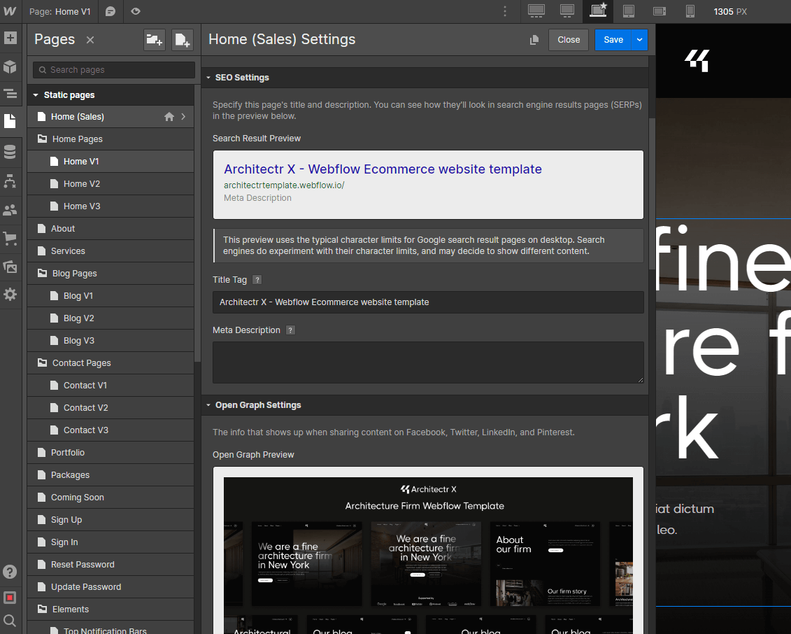 SEO - Architectr X Webflow Template