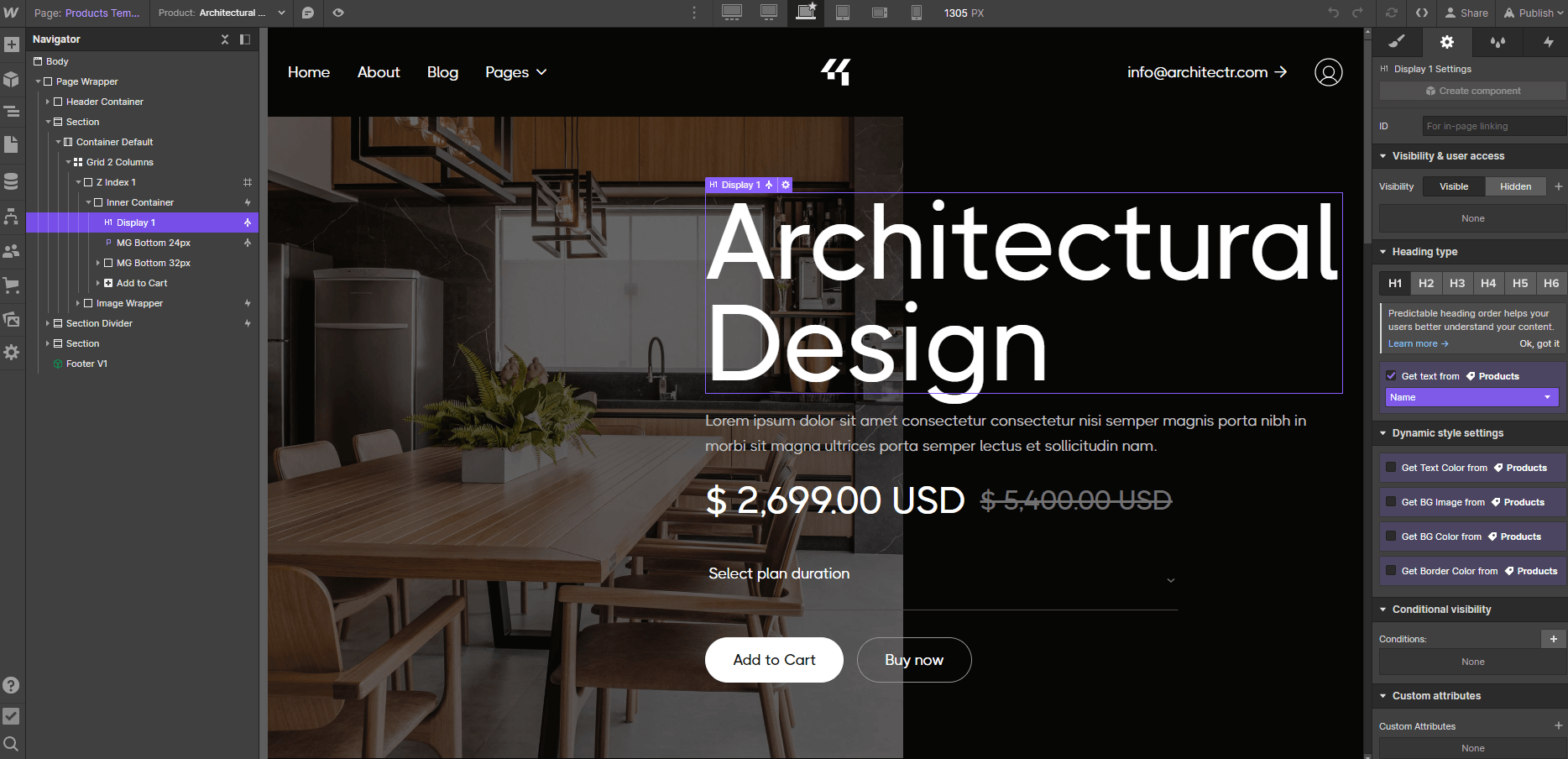 Ecommerce Page - Architectr X Webflow Template