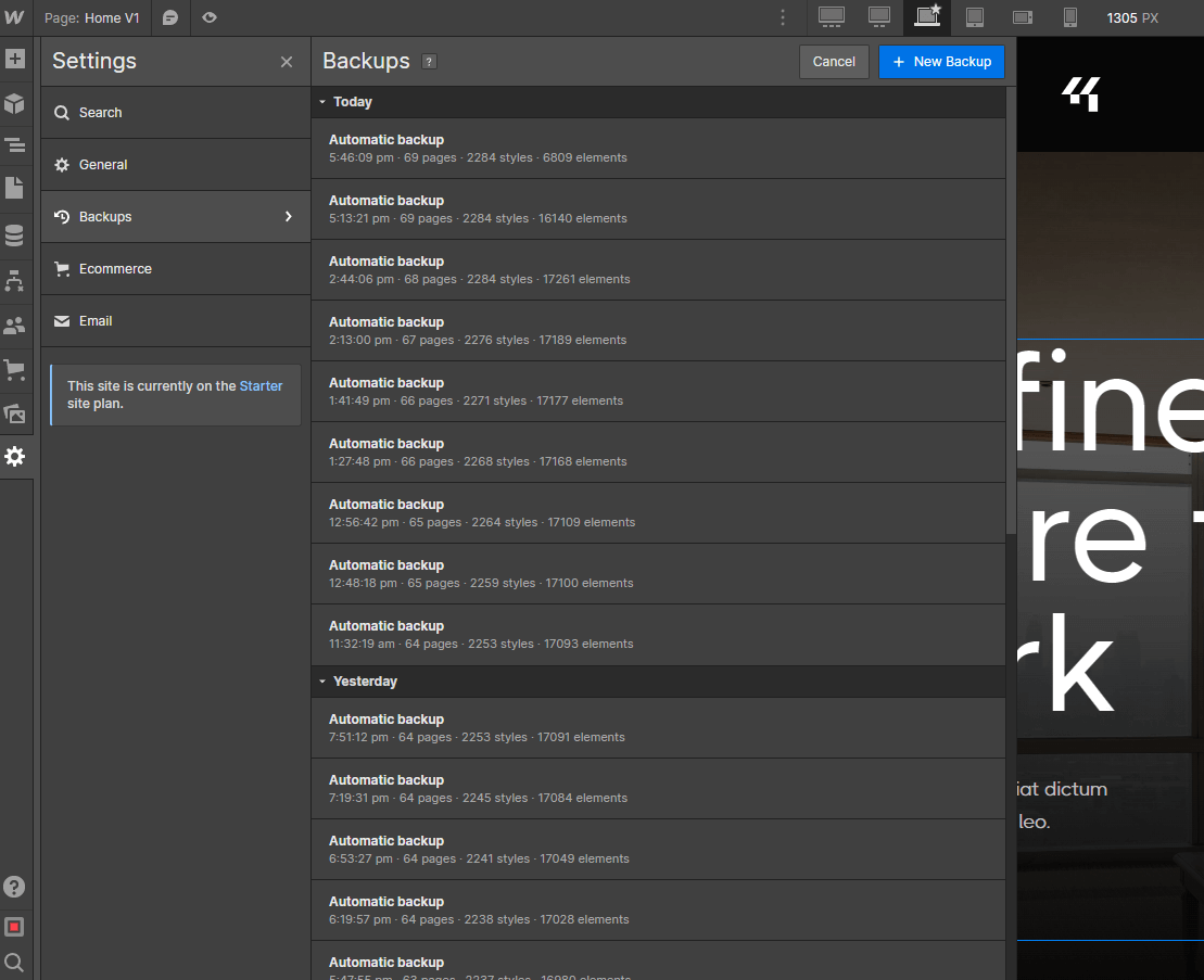 Backups - Architectr X Webflow Template