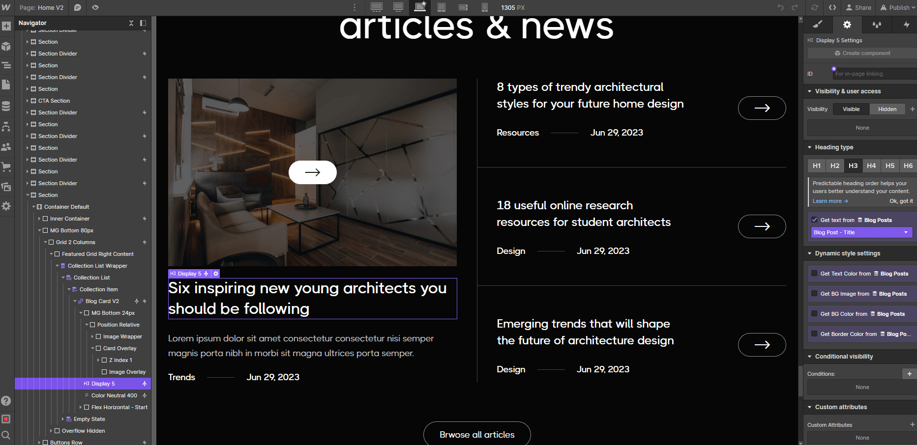CMS Content - Architectr X Webflow Template