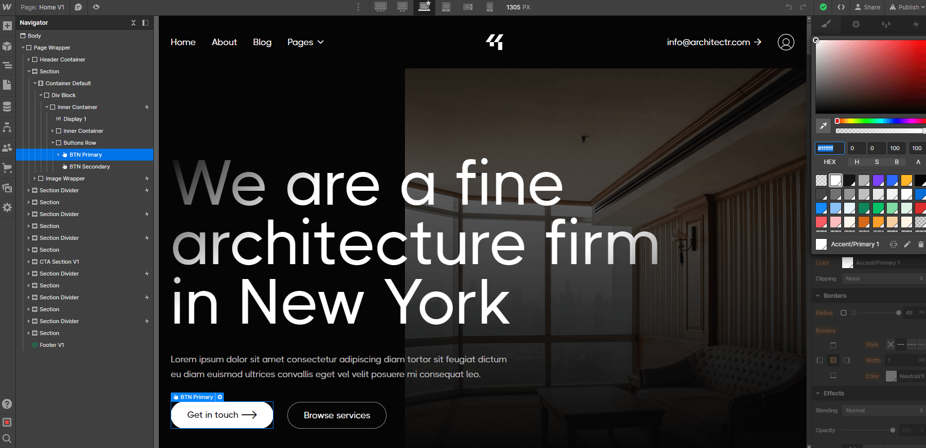 Colors - Architectr X Webflow Template