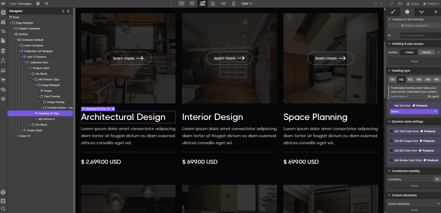 Ecommerce Content - Architectr X Webflow Template