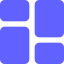 Icon of a 2x2 grid of four blue rounded squares.