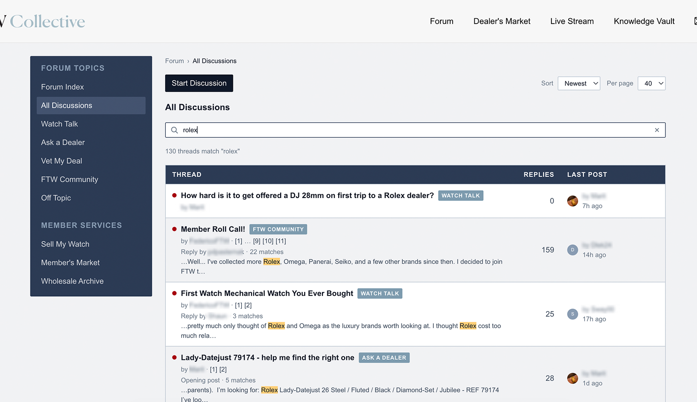 Forum page with sections for new discussion title and description
