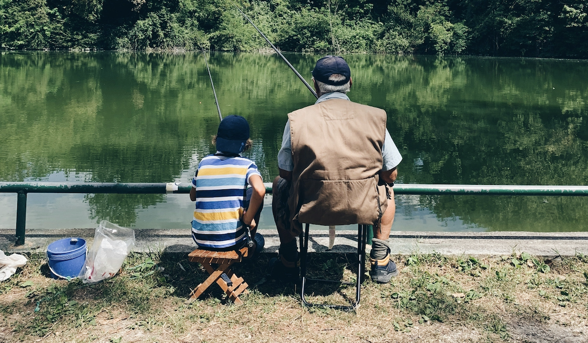 grandfather and grandson fishing