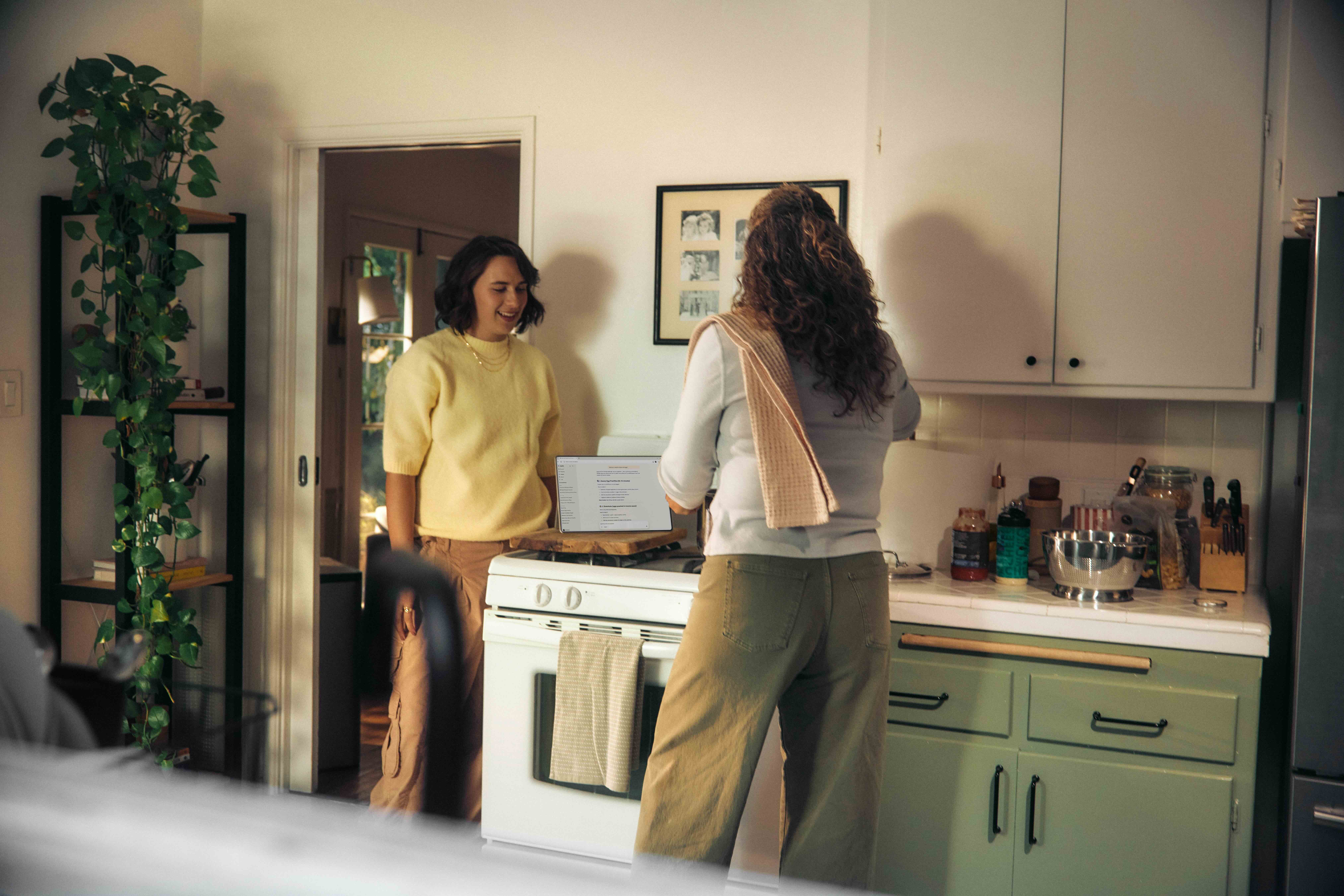 family making dinner