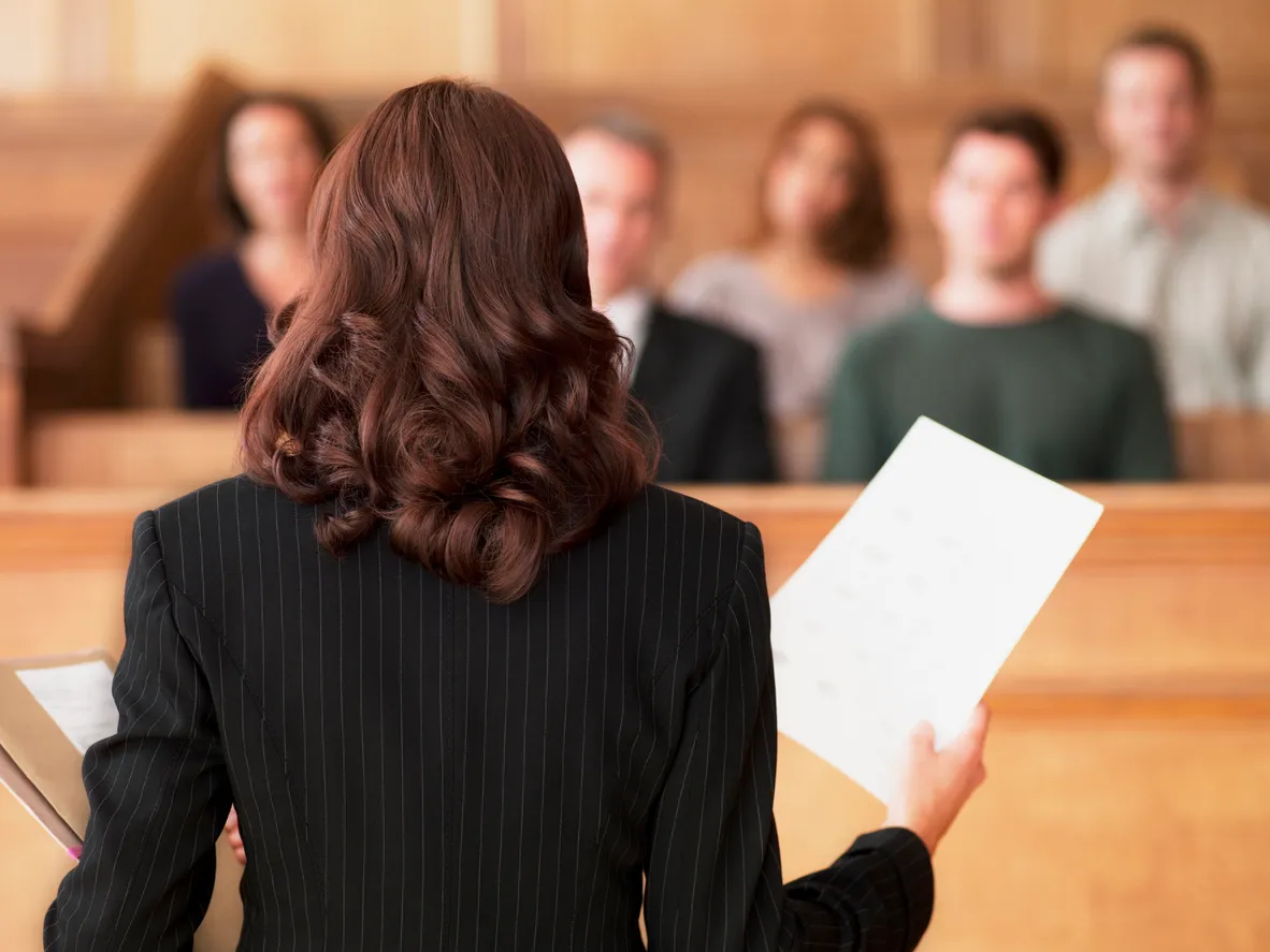 Employment lawyer presenting workplace dispute case under Fair Work Act in courtroom