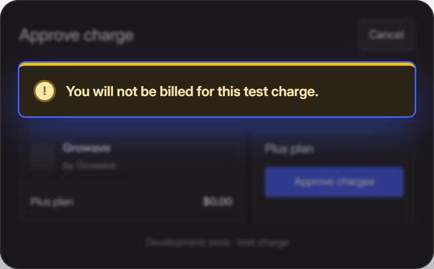Development store test charge